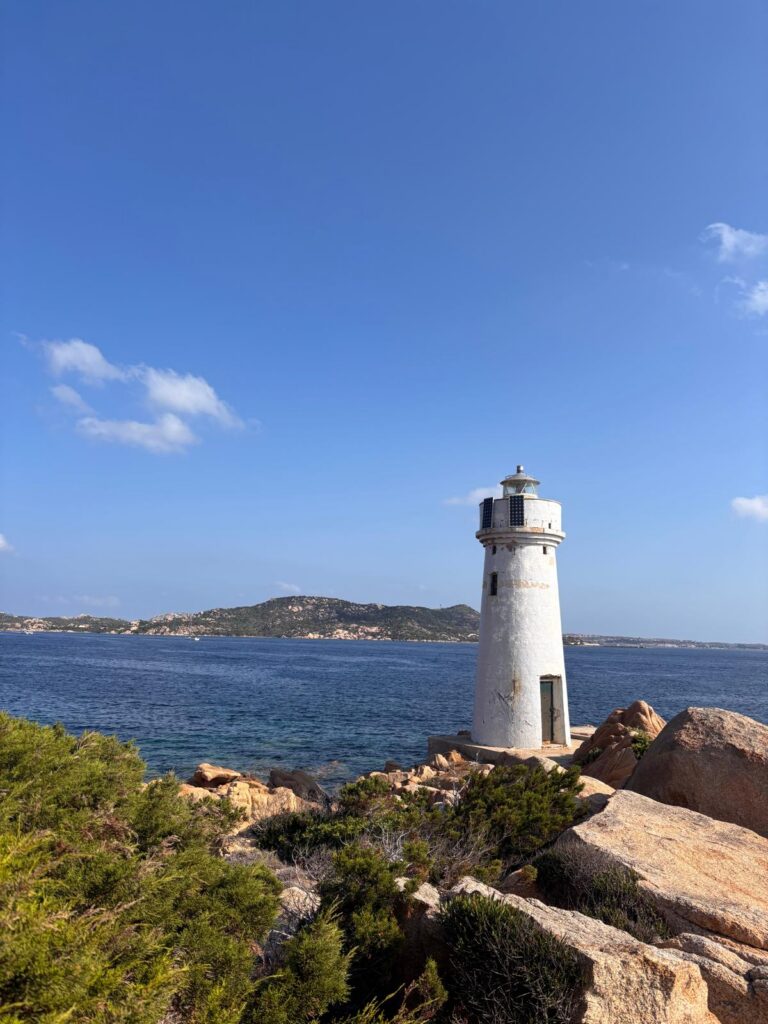 Coastal path leading to a lighthouse in Sardinia